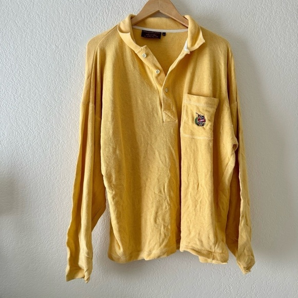 VINTAGE Ralph Lauren Chaps collared Sweater Yellow Knit - Picture 1 of 4